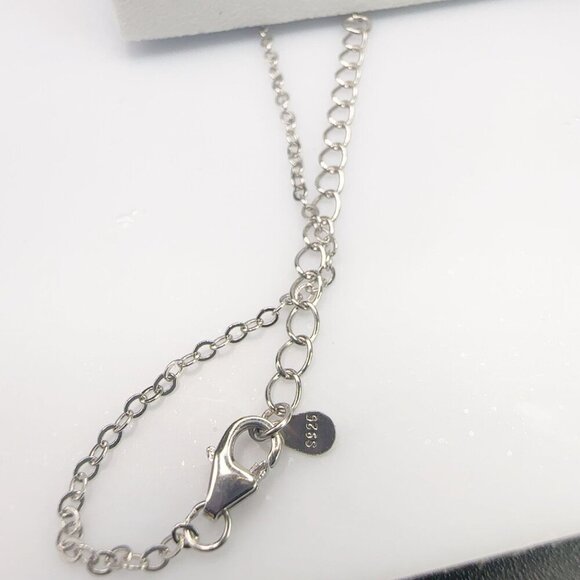 Pink Pearl & Moissanite Necklace 925 Sterling Silver Elegant Jewelry - Picture 15 of 16